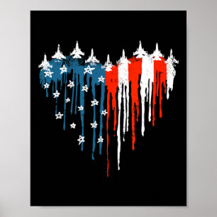 Rött vitt blått amerikansk Flagga i flygplan 4:e a Poster