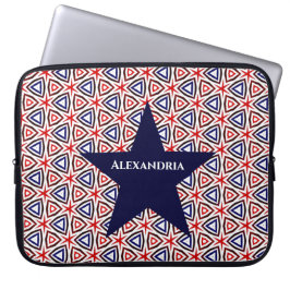Rött vitt blått amerikansk patriotisk Modern Mönst Laptop Fodral