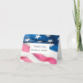 Rött vitt blått amerikanska Flagga Patriotic Bröll Tack Kort