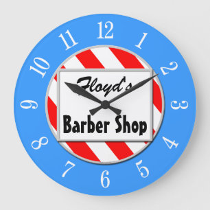 Rött vitt blått Anpassningsbar av Barber Shop Retr Stor Klocka