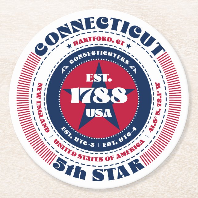 Rött vitt blått anslutningstyp underlägg papper rund (Framsidan)