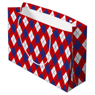Rött vitt blått Argyle 1-GIFT BAG L