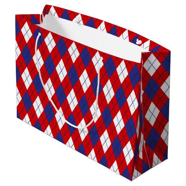 Rött vitt blått Argyle 1-GIFT BAG L (Baksidan Vinklad)