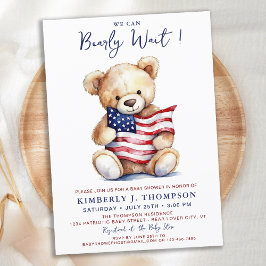 Rött vitt blått babystötare för patriotisk Nalle Inbjudningar