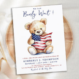 Rött vitt blått babystötare för patriotisk Nalle Vykort