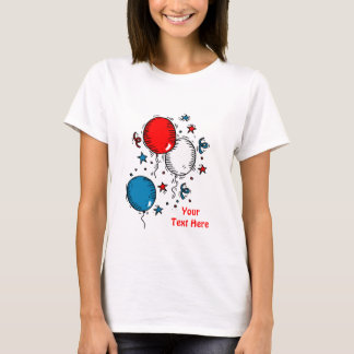 RÖTT VITT BLÅTT ballonger i USA-Celebrate T Shirt
