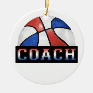 Rött vitt blått Basketball Coach Julgransprydnad Keramik