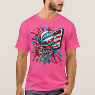 Rött vitt blått Basketball Färg Stänk USA flagga B T Shirt