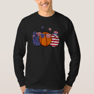 Rött vitt blått basketboll patriotisk 4 juli t shirt