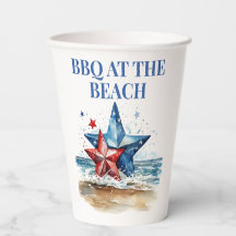 Rött vitt blått BBQ vid Beach