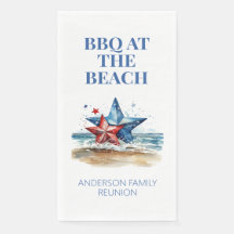 Rött vitt blått BBQ vid Beach