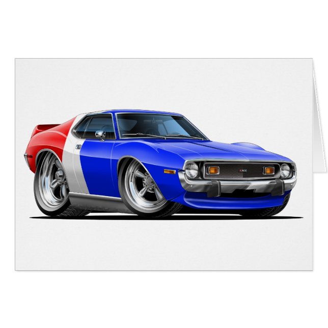 Rött vitt blått bil 1971-72 för Javelin Hälsningskort (Framsidan Horizontal)