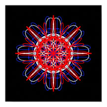 Rött vitt blått Black Abstrakt Art Kaleidoscope