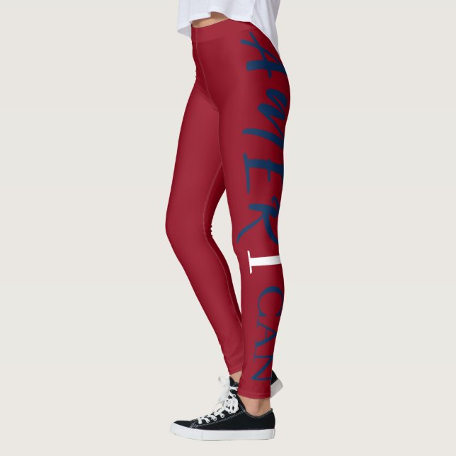 Rött vitt blått Black Woman African American Leggings (Vänster)