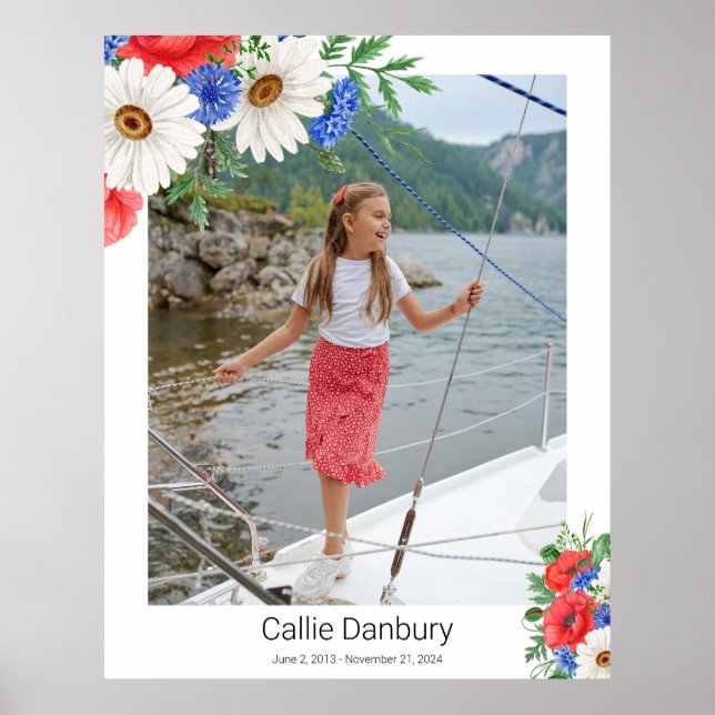 Rött vitt blått Blommigt - feltecken Poster (Framsidan)