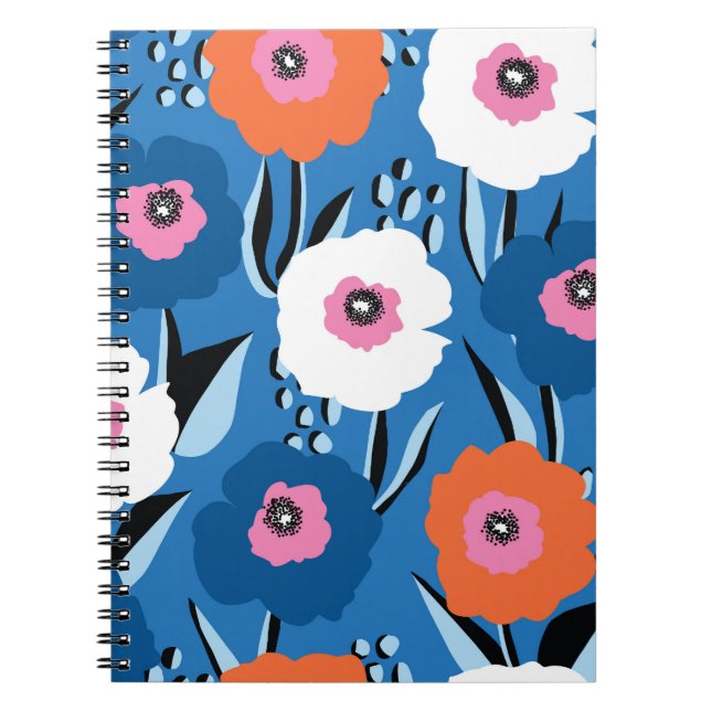 Rött vitt blått: Blommigt Scandinavian. Anteckningsbok (Framsidan)