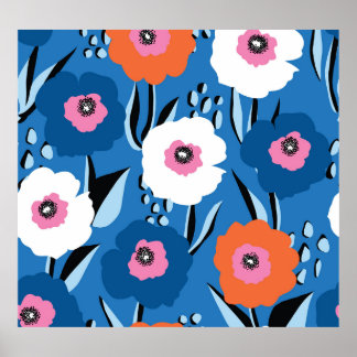 Rött vitt blått: Blommigt Scandinavian. Poster