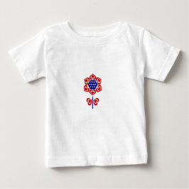 Rött vitt blått blomsterpatriotisk design t-shirt