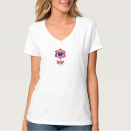Rött vitt blått blomsterpatriotisk design tee shirt