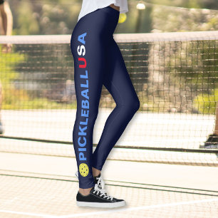 Rött vitt blått boll för USA Pickleball Leggings