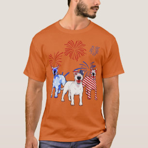 Rött vitt blått Bull Terrier American Flagga 4:e a T Shirt