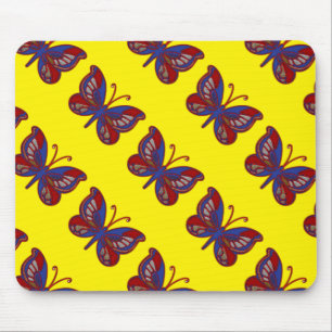 Rött vitt blått Butterfly-Gult Mousepad Musmatta