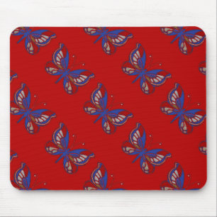 Rött vitt blått Butterfly-Red Mousepad Musmatta