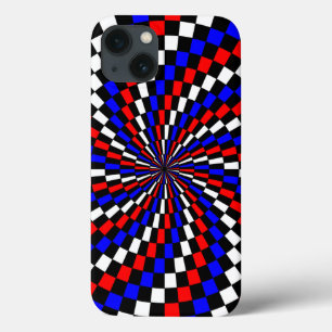 Rött vitt blått Checker Spiral av Kenneth Yoncich