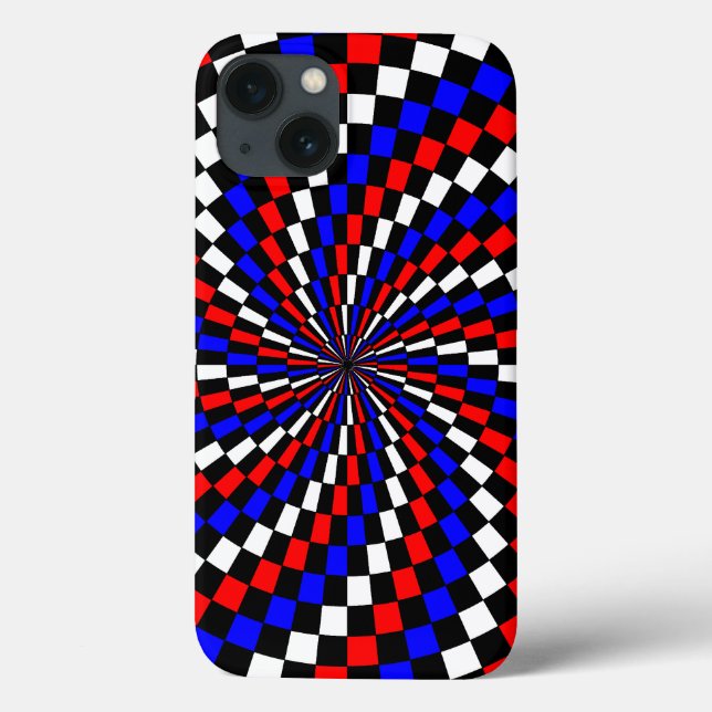 Rött vitt blått Checker Spiral av Kenneth Yoncich (Baksida)