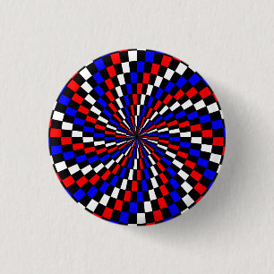 Rött vitt blått Checker Spiral av Kenneth Yoncich Knapp