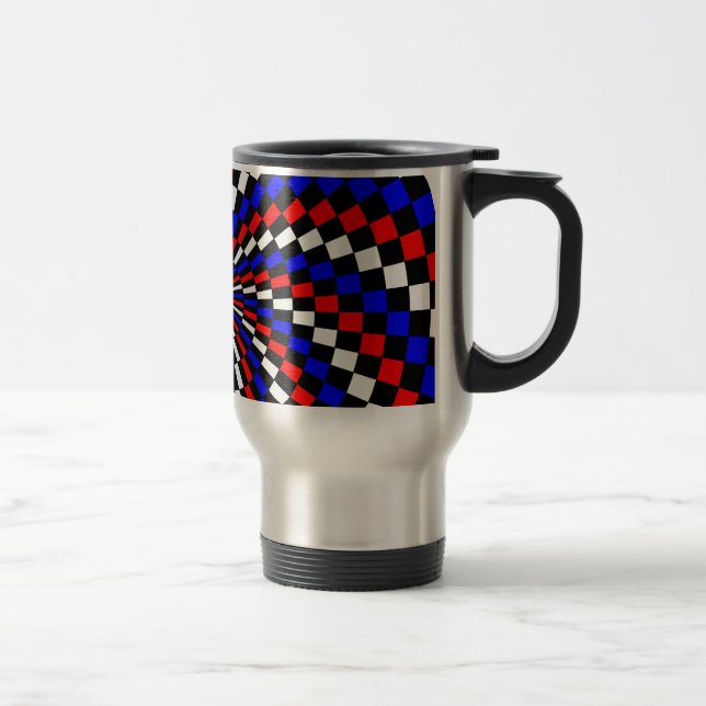 Rött vitt blått Checker Spiral av Kenneth Yoncich Resemugg (Höger)