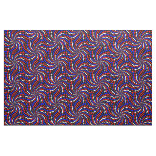 Rött vitt blått Checker Spiral av Kenneth Yoncich Tyg
