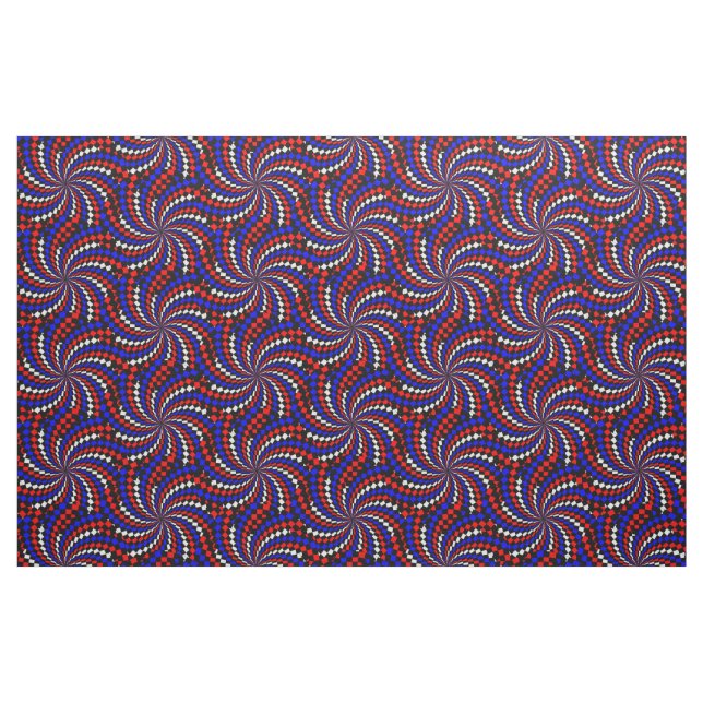Rött vitt blått Checker Spiral av Kenneth Yoncich Tyg (Fat Quarter)