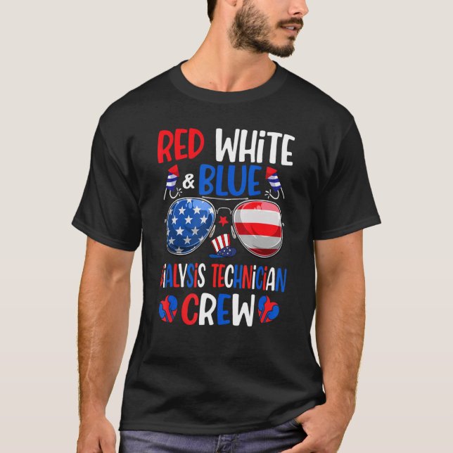 Rött vitt blått dialystekniker, besättning 4:e i J T Shirt (Framsida)
