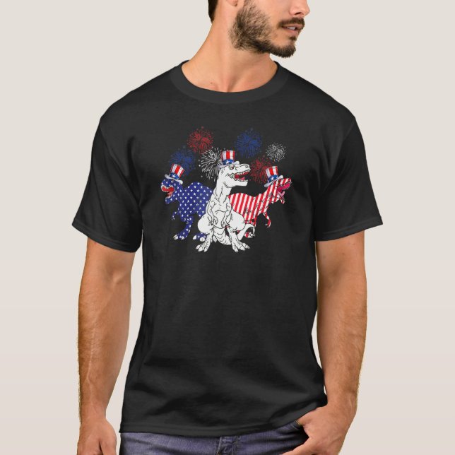 Rött vitt blått doktor Patriotic Rex 4:e juli T Shirt (Framsida)