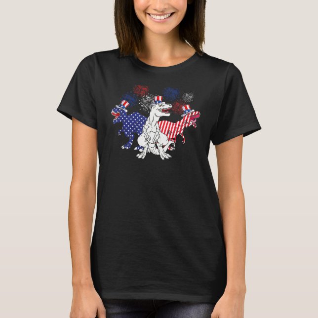 Rött vitt blått doktor Patriotic Rex 4 juli T Shirt (Framsida)