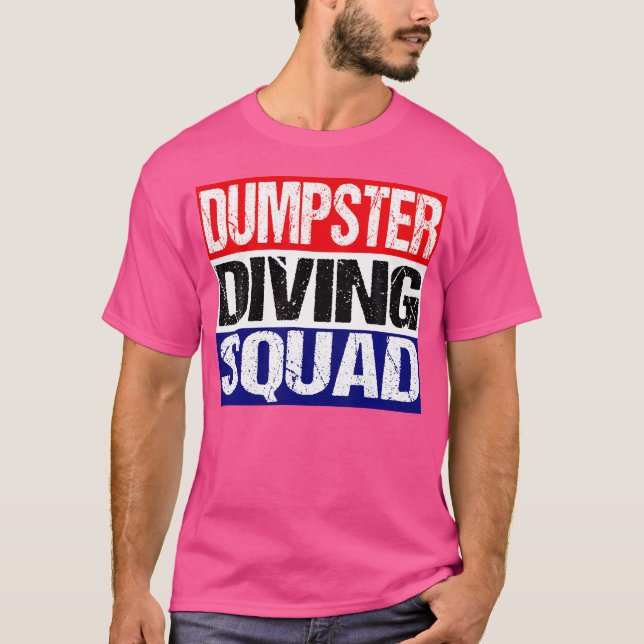 Rött vitt blått Dumpster Diving Squad T Shirt (Framsida)