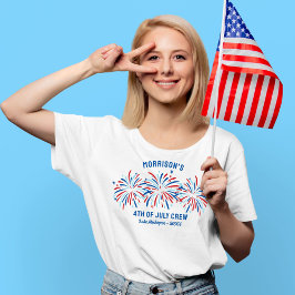 Rött vitt blått Fireworks-Anpassningsbar 4:e juli- T Shirt