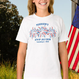 Rött vitt blått Fireworks-Anpassningsbar 4:e juli- T Shirt