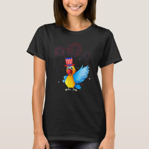 Rött vitt blått Fireworks-decor 4 för parrot-grafi T Shirt