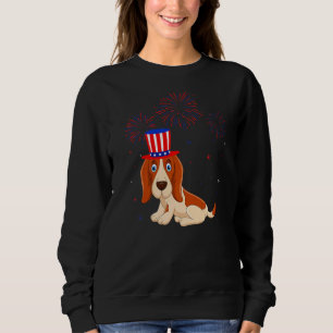 Rött vitt blått Fireworks-dekret 4t för Basset Hou T Shirt