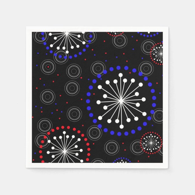 Rött vitt blått Fireworks för contemporary Pappersservett (Framsidan)