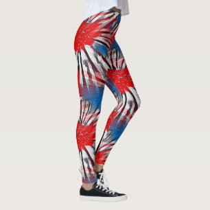 Rött vitt blått Fireworks Leggings