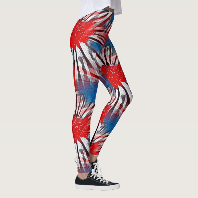Rött vitt blått Fireworks Leggings (Höger)