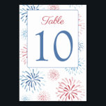 Rött vitt blått Fireworks-Möhippa Bordsnummer<br><div class="desc">Det här bordsnumret har mina egna fyrverkeriillustrationer,  som ursprungligen färgades i vattenfärger innan de skannades in i digital form. ***Var medveten om att du måste ändra numret på varje kort och lägga till det separat i din kundvagn***</div>