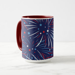 Rött vitt blått Fireworks Stars Big Mugg