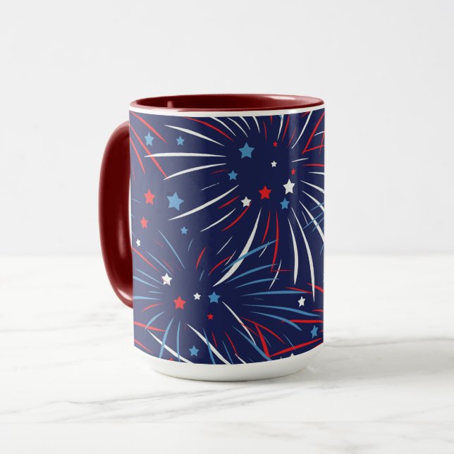 Rött vitt blått Fireworks Stars Big Mugg (Framsida vänster)