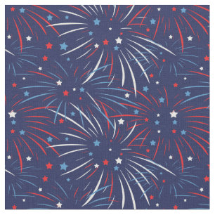Rött vitt blått Fireworks-stjärnor Tyg