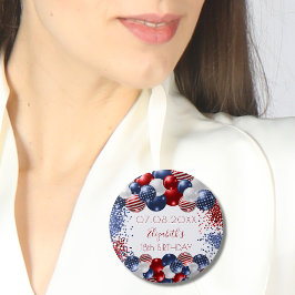 Rött vitt blått flagga för födelsedag patriotisk U Knapp