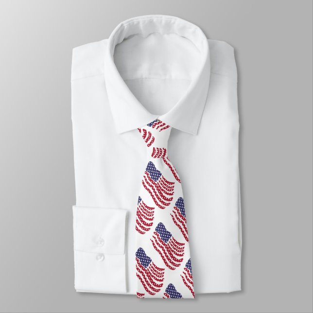 Rött vitt blått Flagga Mönster Design Neck Tie Slips (Bunden)